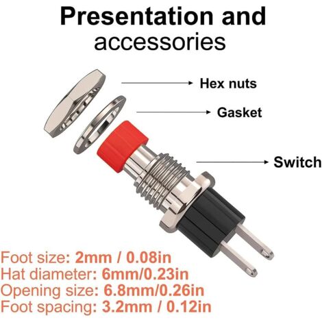 RUNCCI-YUN Lot De 18 Boutons Poussoirs Momentanés 3V-24V Précâblés – Mini Interrupteur 7mm SPST 1A 250V