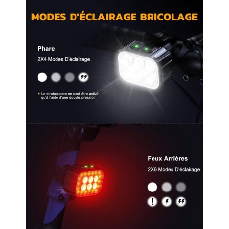 Feu Arrière Vélo LED Rechargeable - Lumière Haute Luminosité Avec Capteur De Frein, étanche IP64