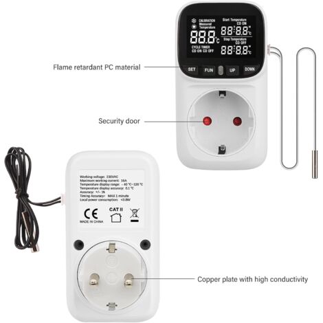 Régulateur D’humidité Et Température – Prise 230V, écran LCD, Capteur 3m, Pour Contrôler Humidificateur/déshumidificateur, Serre, Aquarium, Maison - 2