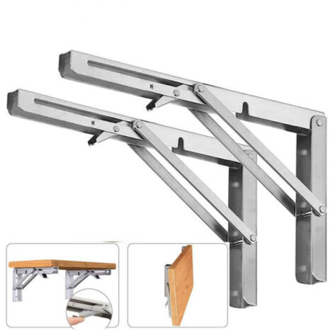 Équerre Pliante 400 mm,Supports d’Étagère Pliables Acier Inoxydable ...