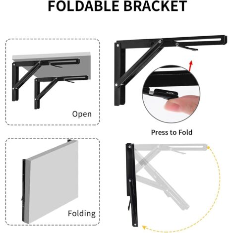 Support Console Rabattable Support d' Étagère Pliable 300mm,2 Pièces Équerres Pliantes Charge ...