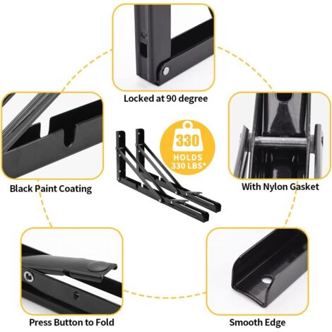 Support Console Rabattable Support d' Étagère Pliable 300mm,2 Pièces Équerres Pliantes Charge ...