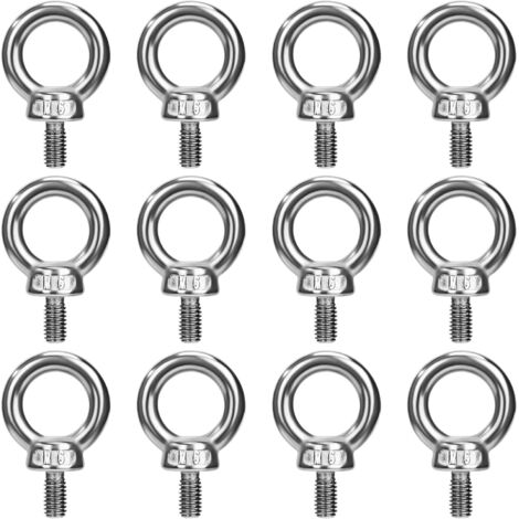 Boulons à Oeil M6 Anneau de Levage Boulon à œil Anneaux Filetage Vis en Acier Inoxydable 304 pour Fixer des Suspendus Relier 12 Pièces (1/5)