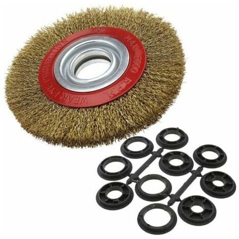 Roleader – Brosse pour meuleuse 125mm – Acier trempé 0,3mm – 10 anneaux adaptateurs 13/16mm – Nettoyage et décapage métal (1/4)