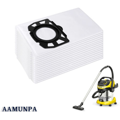 Lot de 15 sacs d'aspirateur non tissés pour Kärcher 2.863-006.0 KFI 487 sacs de rechange WD4 WD5 WD6 WD5P WD6P Premium MV4 MV5 MV6 sacs filtrants pour aspirateurs secs/humides (1/6)