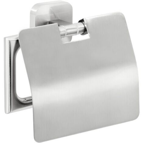 tesa ESTEETIC Porte-papier toilette avec couvercle, chromé - pour montage mural sans perçage, solution adhésive incluse - 47 mm x 141 mm x 131 mm (1/5)