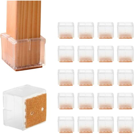 20 Pièces Protection Pied de Chaise Carrée Tampon Chaise 30-35mm Pieds de Table Tapis Embout Pied de Chaise Silicone (1/5)