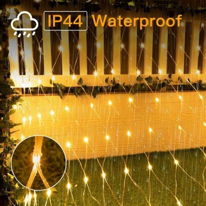 Filet Lumineux LED 3x2m 200 LEDs - IP44 Étanche, 8 Modes, Télécommande - Pour Décoration Noël, Jardin, Mariage