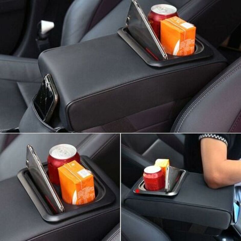 Coussin D'accoudoir Voiture Universel - En Cuir Avec Poches De Rangement - 43x31 Cm - Confort Et Organisation