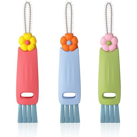Brosse de Nettoyage Multifonctionnelle 3 en 1, 3 Pièces Outils de Nettoyage pour Couvercle de Tasse, Brosse de Nettoyage pour Couvercle de Tasse, Brosse de Nettoyage pour Bouteilles d'eau (1/5)