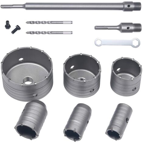 Ikodm – Set de 10 scies cloches béton TCT – Diamètres 35 à 110mm – Pointe carbure de tungstène – Pour perçage précis dans maçonnerie