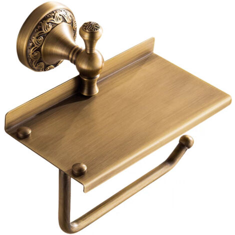 WC papier support en laiton massif mural pour rouleau de papier toilette, support pour tissus papier toilette de rangement Finition laiton antique (1/4)