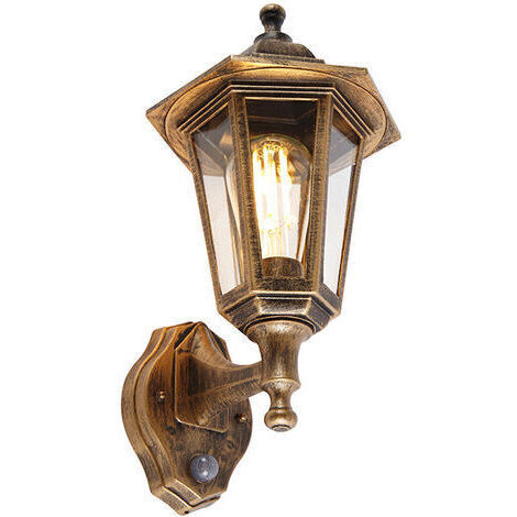 Qazqa – Applique murale extérieure avec détecteur de mouvement – Style classique antique – Longueur 171 mm – IP44 – Compatible E27 jusqu'à 15W (1/4)