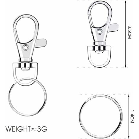 24 Pièces Mousquetons Et Anneaux Porte-clés En Métal Argenté - 32 Mm Et 25 Mm, Pour DIY