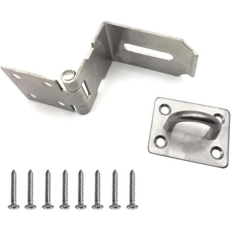 Loquet De Porte En Acier Inoxydable - Cadenas Fermoir Pour Armoire, Tiroir, Placard - Vis Incluses - Argent 107x39x36 Mm