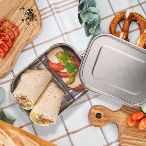 Lunch Box Inox 1400 ml Avec Compartiment Amovible Et Pot A Sauce Avec ...