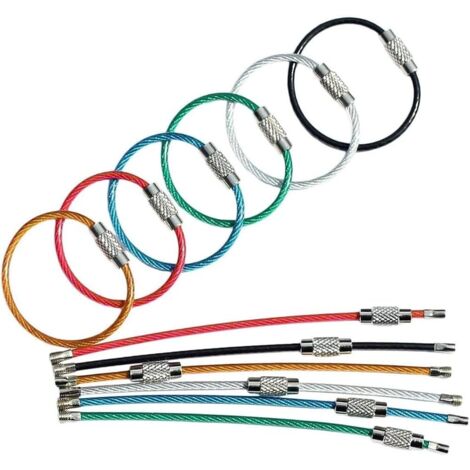 Lot De 10 Câbles En Acier Inoxydable - Longueur 50 Cm, Diamètre 2 Mm - Avec Boucles - Noir - Marque Uxcell