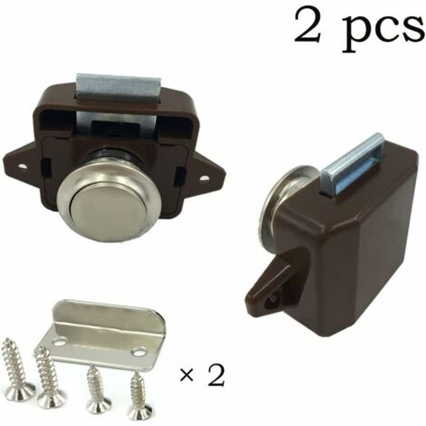 Verrou à Bouton Poussoir Pour Tiroir - Adapté Aux Bateaux Et Véhicules, Finition Nickel Mat, Neuf