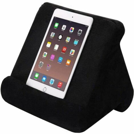 Support Universel pour Tablette iPad, Pad Pillow Support pour Coussins Souples MultiAngles pour lecteurs de Livres électroniques, Smartphones, Lecteurs Électroniques, Magazines (Noir ) (1/5)