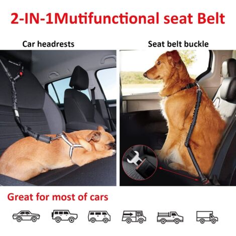 Ceinture De Sécurité Pour Chien Voiture - Laisse Réglable 45-75 Cm - Attache Harnais - Couleur Jaune - Pour Voyager En Sécurité Avec Son Animal