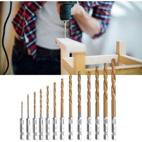 Sourcing Map Foret Hélicoïdal 12 Mm M35 Titane - Tige Hex 1/4", Longueur 150 Mm, Percez Acier, Inox, Bois & Métal
