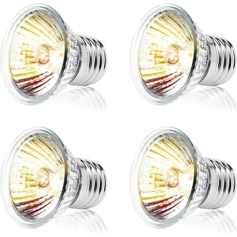 Ampoule chauffante E27 50W pour reptiles – 97% UVA, 3% UVB – Tension 220-240V – Verre de quartz – Lot de 4 ampoules