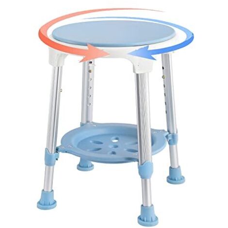 Naizy – Tabouret de douche rotatif 360° réglable 42-54 cm – Antidérapant – Charge max 150 kg – Avec rangement intégré pour articles de toilette (1/5)