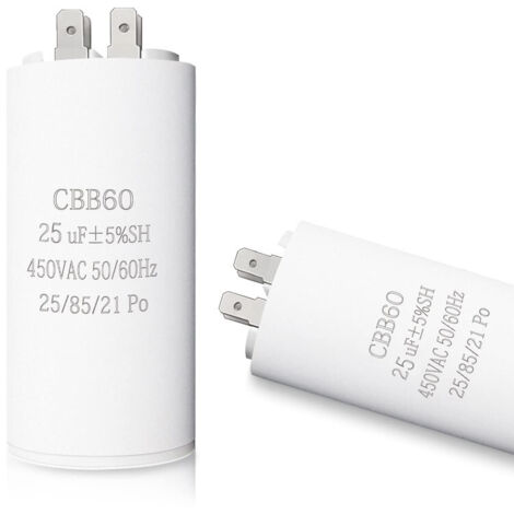 Ouylaf – Condensateur de démarrage 25µF – Tension 450V CA – Dimensions 45 x 95 mm – Fréquence 50/60Hz – Faibles pertes diélectriques - 450VAC