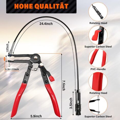 2 Pinces à Colliers De Serrage - Flexible 65 Cm, Mâchoires Ressort - Pour Durites, échappement, Plomberie