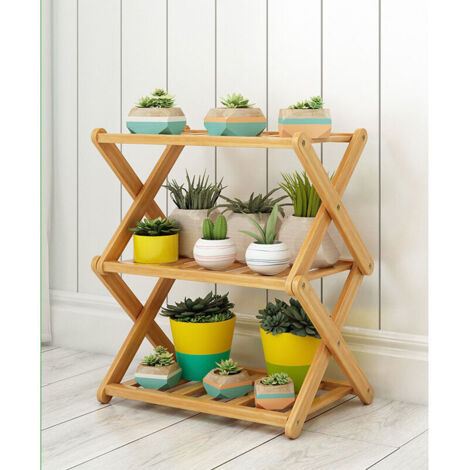 Étagère à Chaussures à 3 Niveaux, Étagère à Chaussures en Bambou Pliable, Convient pour la Maison, le Salon, le Balcon de 40 cm de Longueur (1/5)