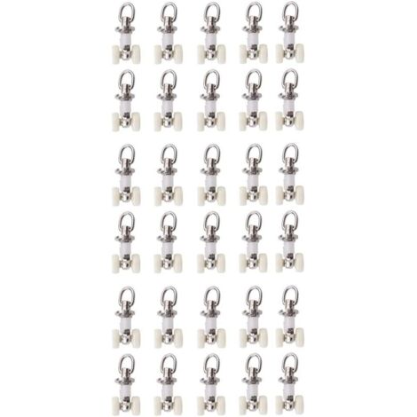Accessoires Rideau Douche Lot 20 Roulettes Rail Rideau 1.4cm - Double Roues Blanc - Pour Douche Et Fenêtres Roulette Plastique 14mm