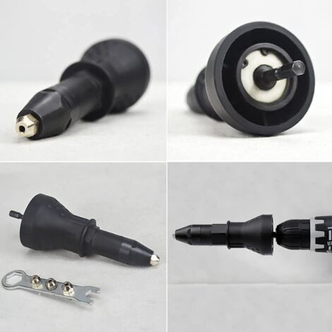Adaptateur Riveteuse Yuhtech Pour Perceuse Sans Fil - Kit Pistolet à Riveter Électrique, 4 Tailles De Rivets