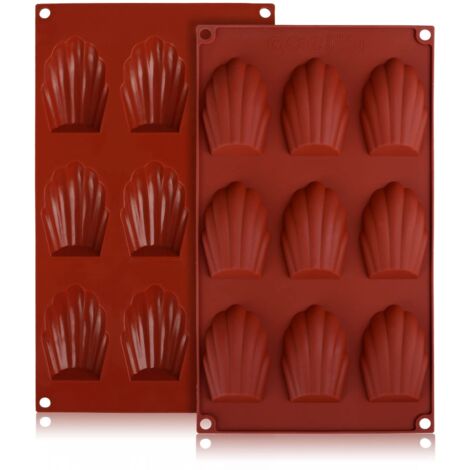 Moule Madeleine Silicone 9 Cavités - 2 Plaques Antiadhésives pour Muffins, Chocolat et Desserts Maison