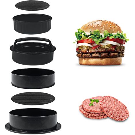Presse à Hamburger Professionnel 3 en 1, Antiadhésive Presse à Burger avec Poignée en ABS, Moule Steak Haché pour de Délicieux Hamburgers, Galettes, Cheeseburgers, Boulettes de Viande, Barbecue (1/5)