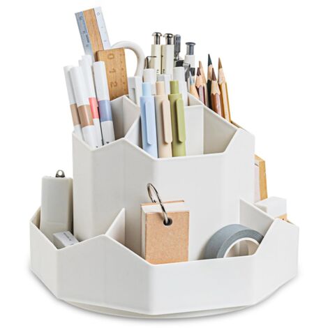 Organisateur de Bureau, Pot a Crayon Rotatif à 360 Degrés, Organiseur Bureau avec 9 Compartiments, Pot à Crayon, Porte Crayons Bureau, Rangement Stylo, Pour Papeterie, Maquillage, L'artisanat