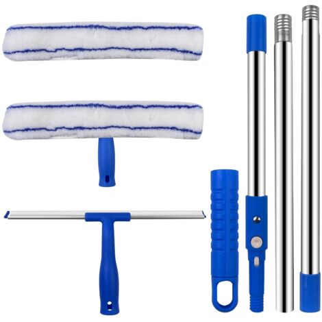 Kit de nettoyage de vitres 2 en 1 - Raclette de fenêtre professionnelle - 120 cm - Avec manche télescopique - Nettoyeur de fenêtre - Kit de nettoyage de vitres avec tige télescopique