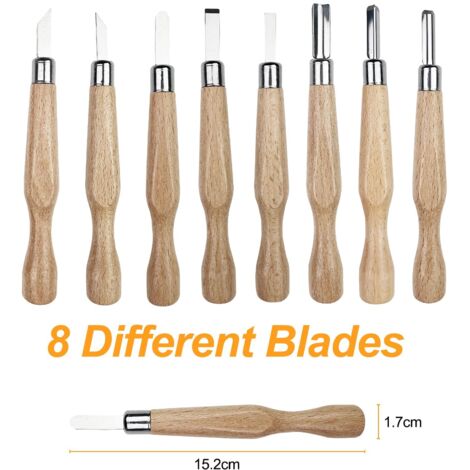 Lot de 12 outils de sculpture du bois 60CRV avec boîte de rangement en bois, ciseaux de gravure sur bois pour débutants et professionnels