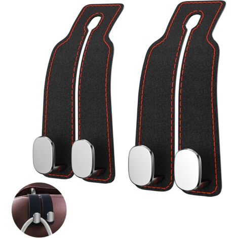 Lot de 2 Porte Sac Voiture, Crochets Organisateur de Siège, Crochet pour Appui-tête de Voiture, Crochets Doubles pour Appuie-tête, Support de Stockage Convient pour Sacs à Main, Sacs de Courses