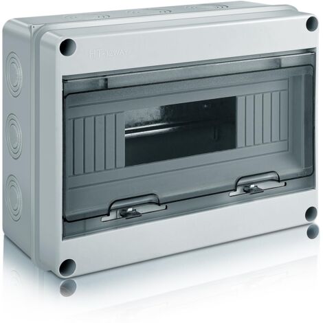 Coffret Electrique Etanche Exterieur, IP65 Boîtier de Distribution en Saillie 12 Modules avec Terminaux, ABS de Surface en Plastique pour une Utilisation à l'extérieur (12 MODULE) (1/5)