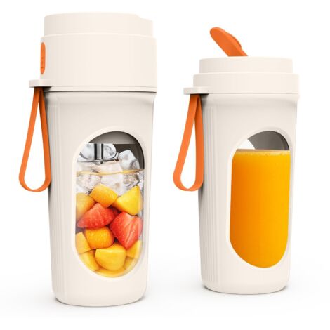 Mixeur Portable Électrique 21000 tr/min, 450ML Smoothie Mixer avec 12 Lames, Tasses Incluses pour Cuisine, Salle de Sport, Bureau (Orange)