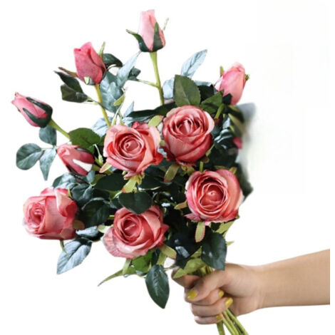 4 Bouquets de Pivoines Artificielles Rose Foncé - Décoration de Mariage, Événement et Fausses Fleurs pour Maison