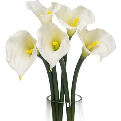 Bouquet de 10 Arums Artificiels en Latex, Diamètre 34 cm - Lys Calla Décoratifs, Fausses Fleurs Élégantes pour Événements et Mariages