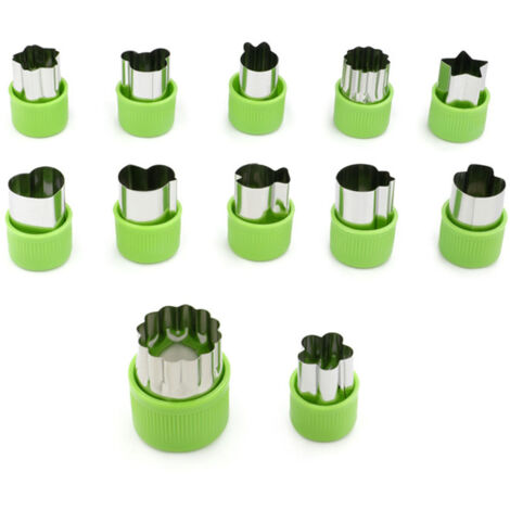 12 Grands Emporte-Pièces Légumes Verts en Acier Inoxydable - Formes Concombre, Poivron et Laitue pour Alimentation Saine