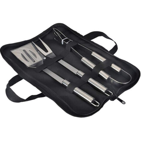 Ensemble de 3 Ustensiles de Barbecue en Acier Inoxydable - Set Essentiel pour Grillades (Spatule, Pince, Fourchette)