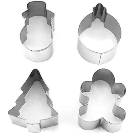 Kit de 14 Emporte-Pièces de Noël en Acier Inoxydable - Formes Sapins, Étoiles et Pères Noël pour Biscuits de Fête