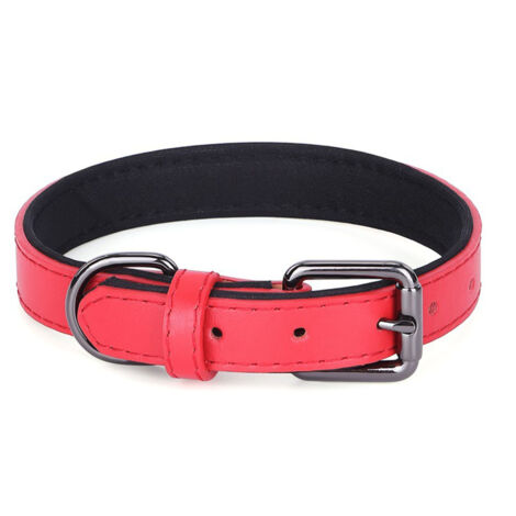 Collier pour chien rouge, en cuir souple rembourré et respirant - 2.040cm