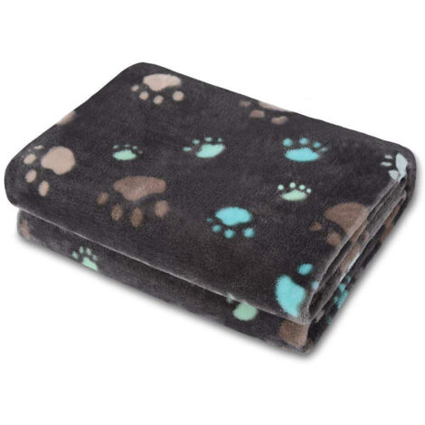 Couverture ultra douce pour animaux, motif patte de chien, gris, 100 x 160 cm (1/4)