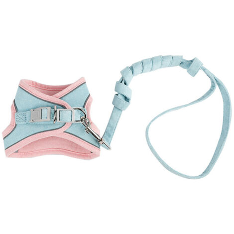 Harnais et laisse combinés anti-fugue pour chats, taille L, couleurs rose et bleu, pour des promenades en sécurité