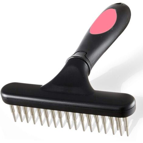 Peigne en forme de râteau pour retirer efficacement le sous-poil des chiens et des chats, couleur rose vif