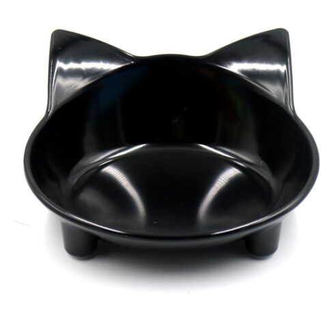 Bol pour chat noir, antidérapant, ergonomique pour le confort des moustaches.